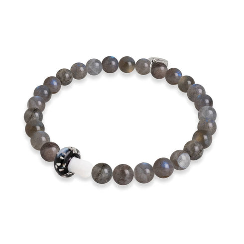 Bracelet en argent sterling 925 et en spectrolite avec pierre précieuse en forme de champignon en verre Firefly